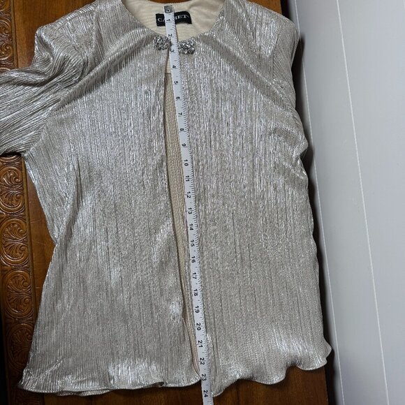 Cachet Evening Jacket & Tank Platinum Open Front with Sparkle Button Closure - Picture 8 of 11